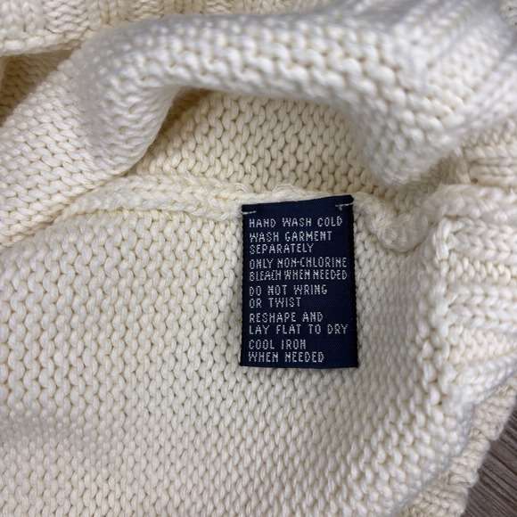 Polo Ralph Lauren Sweater Mens XL Cream Ivory Cotton Crewneck Pullover Classic - Picture 7 of 10